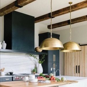 Set of 2 brass dome pendant light fixture